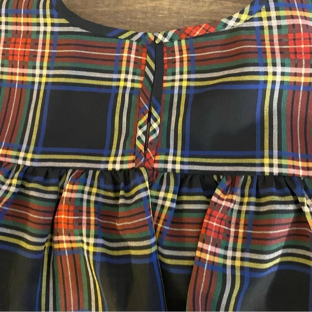 J. Crew Christmas Traditional Plaid Ruffle Blouse